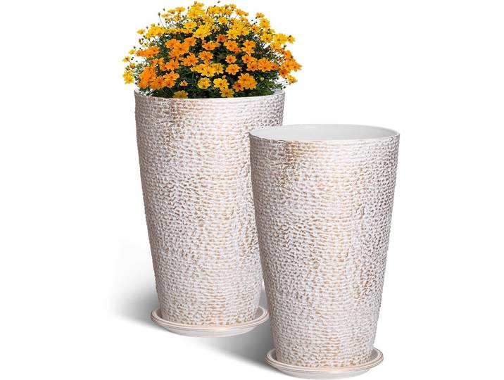 VEVOR Set van 2 Bloempotten Plantenbak met Schotel 30x53cm