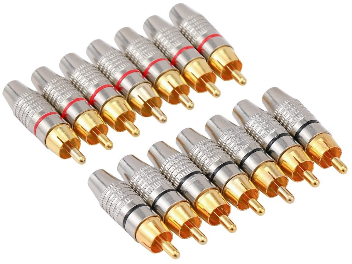 14 stuks Vergulde RCA Audio Video Adapters Mannelijk Solderloze RCA Connectoren voor Coaxkabel