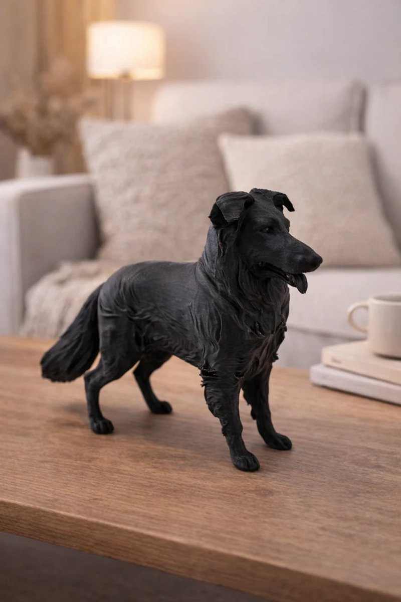 Border Collie Beeldje - Realistisch Hondenbeeld voor Interieur of Cadeau - Zwart