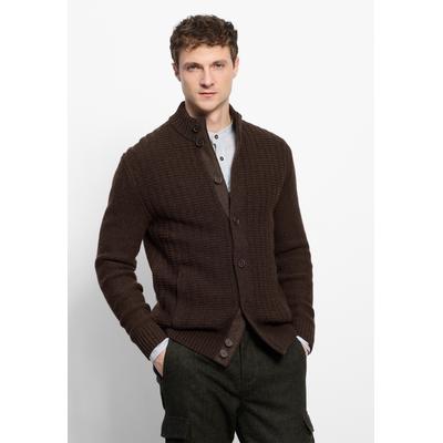 Strickjacke OLYMP "OLYMP Casual Strick, Strickjacke", Herren, Gr. M, braun, 80% Wolle, 20% Polyamid, Strickjacken Strickjacke