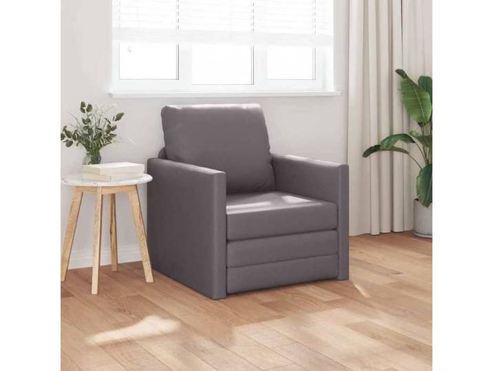 Sofa Bed au Sol 2-en-1 Gris 74x77x81 cm en Simili Cuir