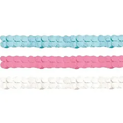 Amscan 999359 - Papiergirlande rosa, weiß, blau (4m, 3er Pack)
