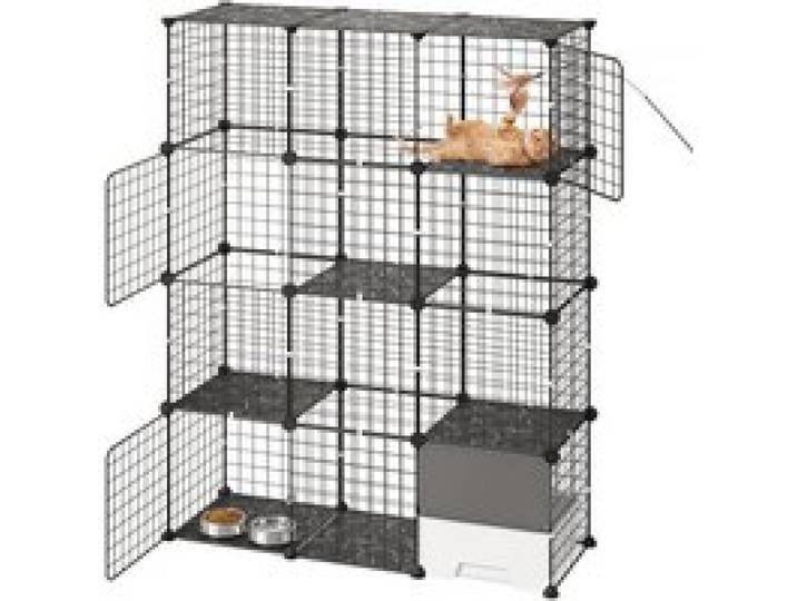 VEVOR Katzenkäfig Katzengehege 4-Stock Katzenauslauf 104,1x35,5x139,7cm, DIY-Katzenlaufstall mit Katzentoilette Abnehmbarer Indoor-Metall-Drahtkäfig für 1-2 Katzen Kätzchen Frettchen & Kleintiere