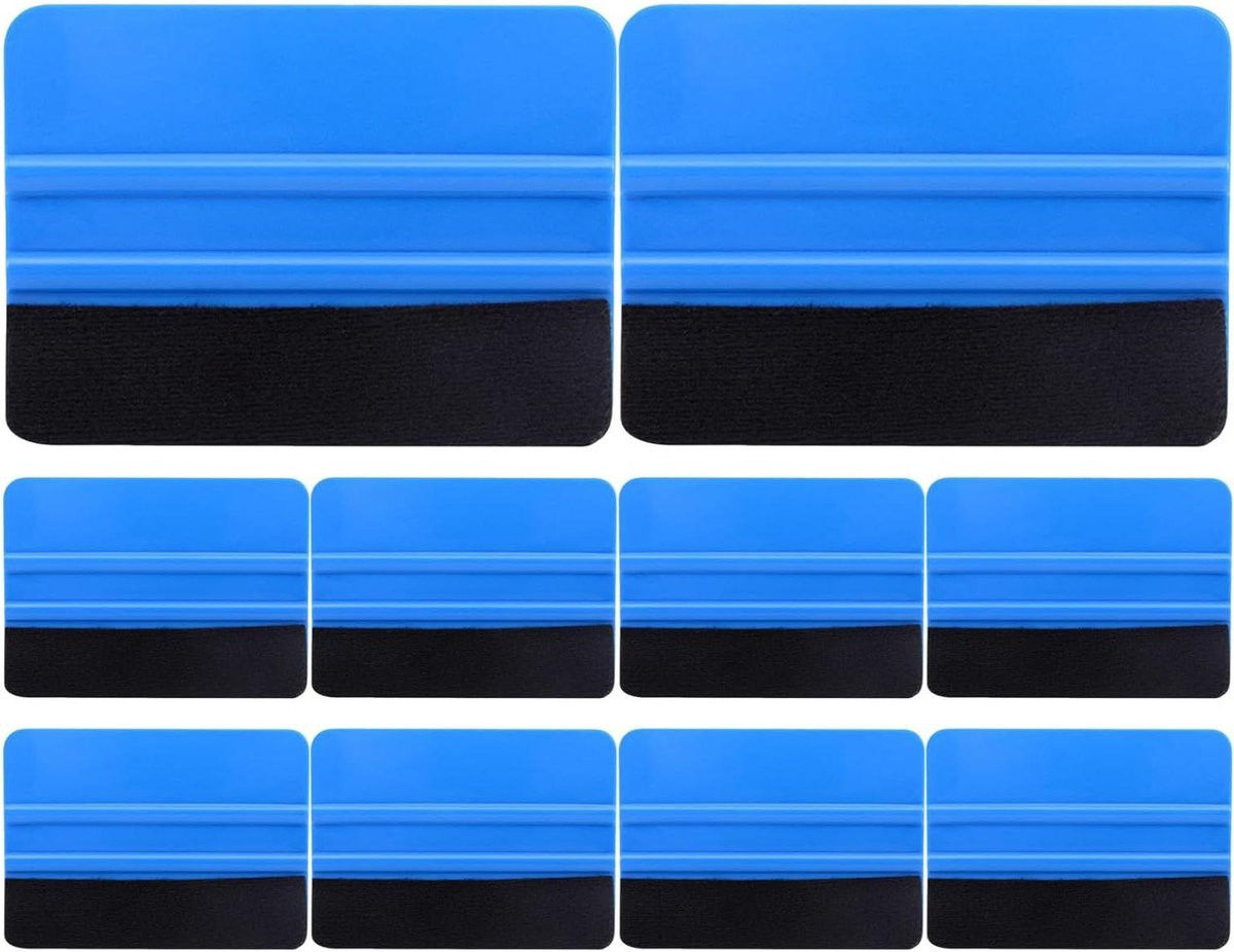 Set van 10 blauwe vinyl rakel applicatoren voor het aanbrengen van folie met dubbelzijdig ontwerp