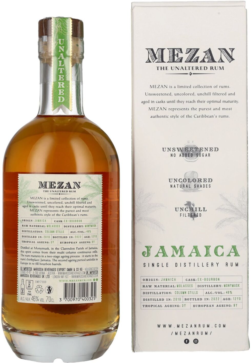 Mezan Rum Mezan The Unaltered Rum Jamaica 2010 46% Vol. 0,7l in Geschenkbox