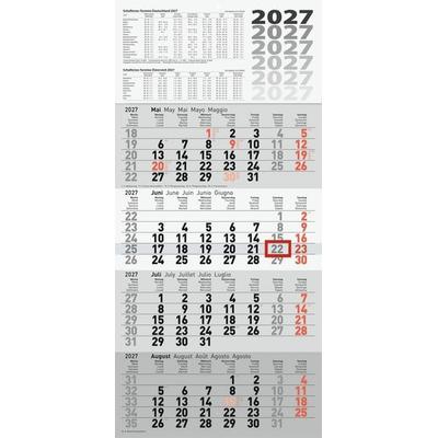 rido/idé 7033420007 4-Monatskalender 2027 grau, 300×630 mm