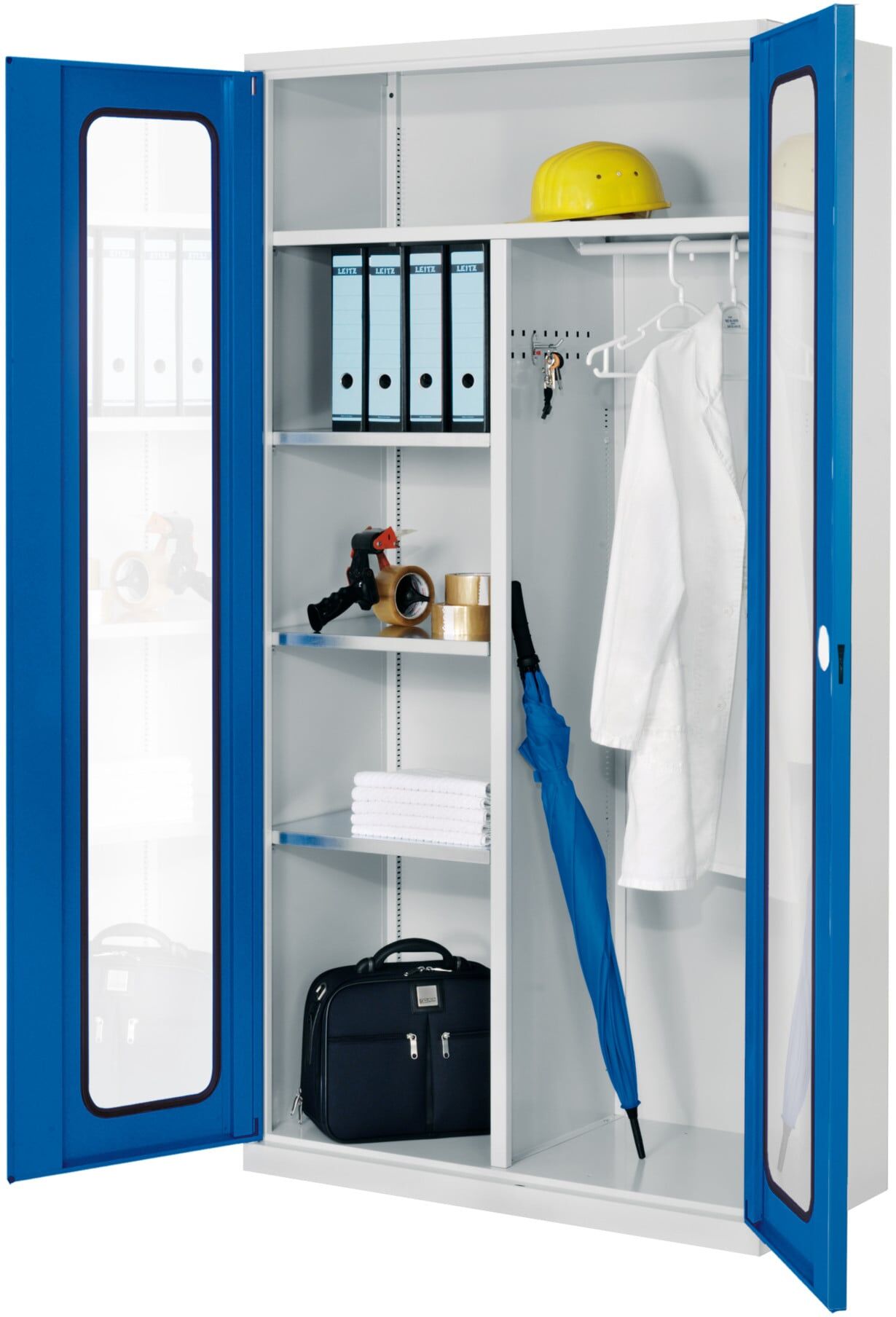 Kappes Akten-/Kleiderschrank ErgoPlus RAL 7035/5010 Sichtfenstertüren (1251.03.5016)