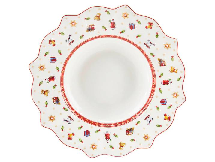 Villeroy & Boch Suppenteller, Mehrfarbig, Weiss, Keramik, Weihnachten, rund, hitzebeständig, Geschirr, Teller, Suppenteller