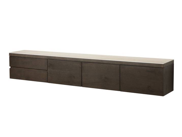 Richmond Zwevend TV-meubel Lachance Eikenhout en travertinlook, 220cm - bruin