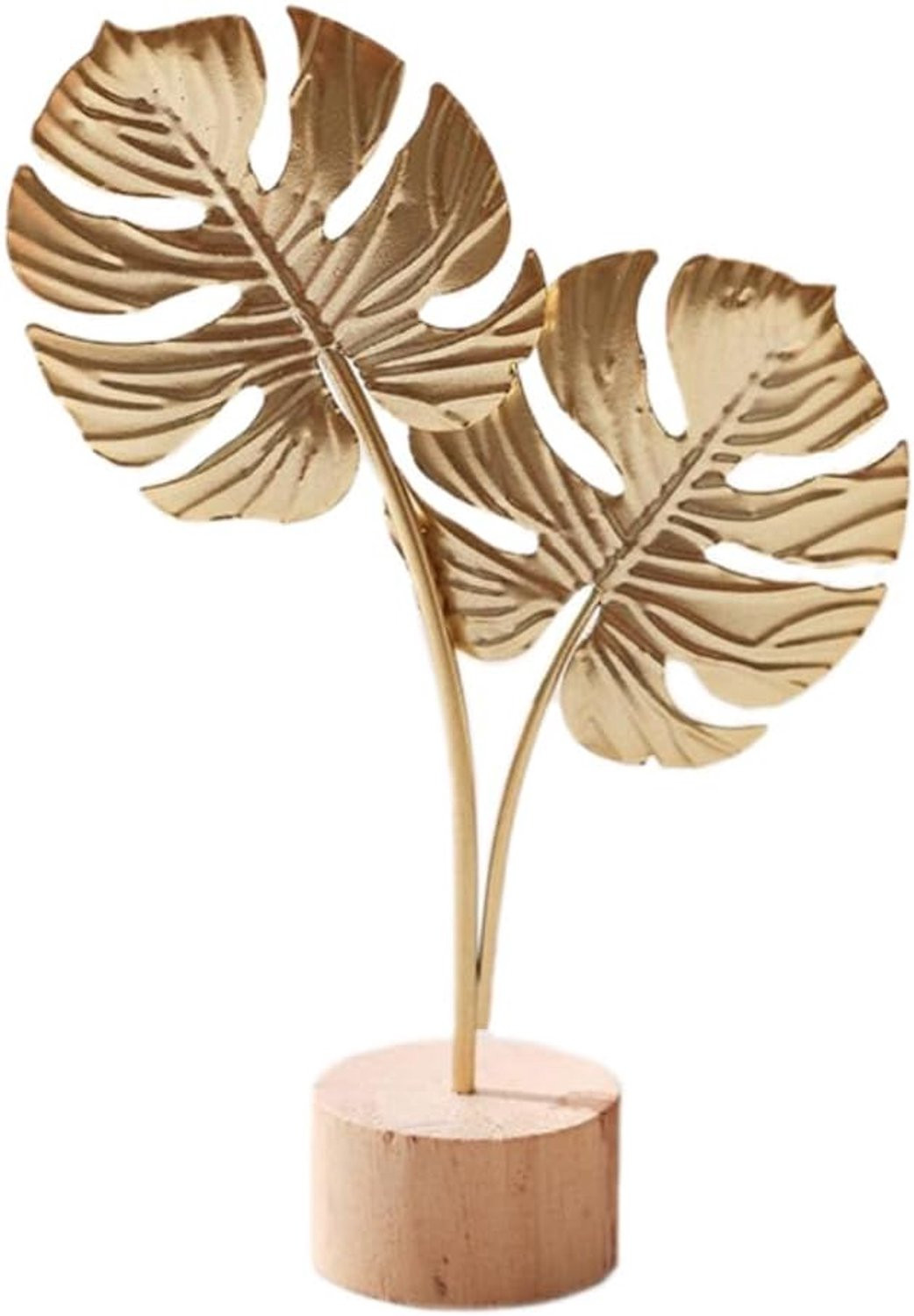 ServiceTopper Decoratief beeldje bladeren met houten basis voor tafeldecoratie