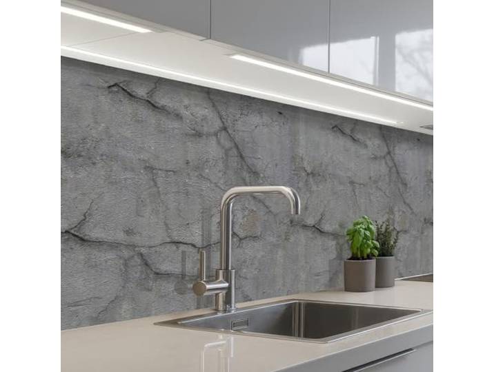 KitchenYeah© Küchenrückwand Selbstklebend Küchenspritzschutz Rückwand 80x200 cm - Wandschutz Ohne Bohren Spritzschutz Wand Wandverkleidung Alt - Beton