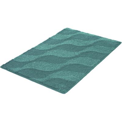 Badematte KLEINE WOLKE "»Onda«, Badvorleger, Badezimmer Teppich", grün (petrol), H:15mm, Polyacryl, Badematten, Badematte, Badteppich, modernes Ton in Ton Wellendesign, flauschig
