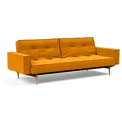 INNOVATION LIVING Schlafsofa mit Armlehnen Splitback Styletto hell Stoff Gelb Curry