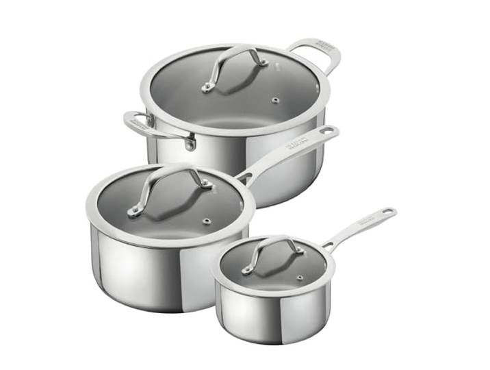 KUHN RIKON Allround Topfset 3-teilig, Edelstahl Kasserolle & Kochtopf Für alle Herdarten inkl. Induktion, Backofentauglich, Spülmaschinentauglich, Optimale Wärmespeicherung und -verteilung,
