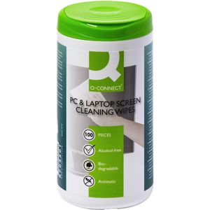Q-Connect Reinigungstücher PC & Laptop Screen Cleaning, feucht, für Bildschirme und Bildschirmfilter, in der Dose, 100 Tücher