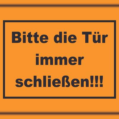 HB-Druck Schild Bitte die Tür immer schließen schwarz-orange A6 (105x148mm)