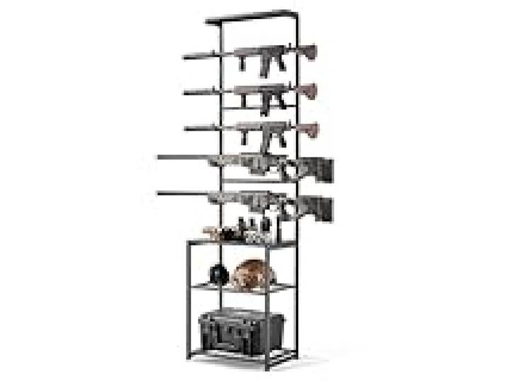 VEVOR Râtelier à Fusils Horizontal Capacité 5PCs, Support d'Armes à Feu sur Pied, pour Rangement Exposition Carabines Armes Longues de Chasse Maison Garage, Porte Fusils avec Étagère de Rangement