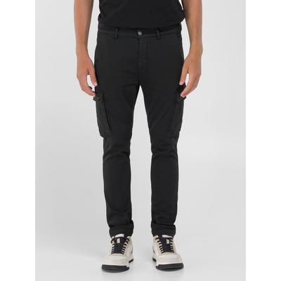 Cargohose REPLAY "JAAN", Herren, Gr. 30, Länge 34, schwarz, Web, Obermaterial: 91% Baumwolle, 6% Elastomultiester, 3% Elasthan, slim fit lang, Hosen Cargohose, Hyperflex