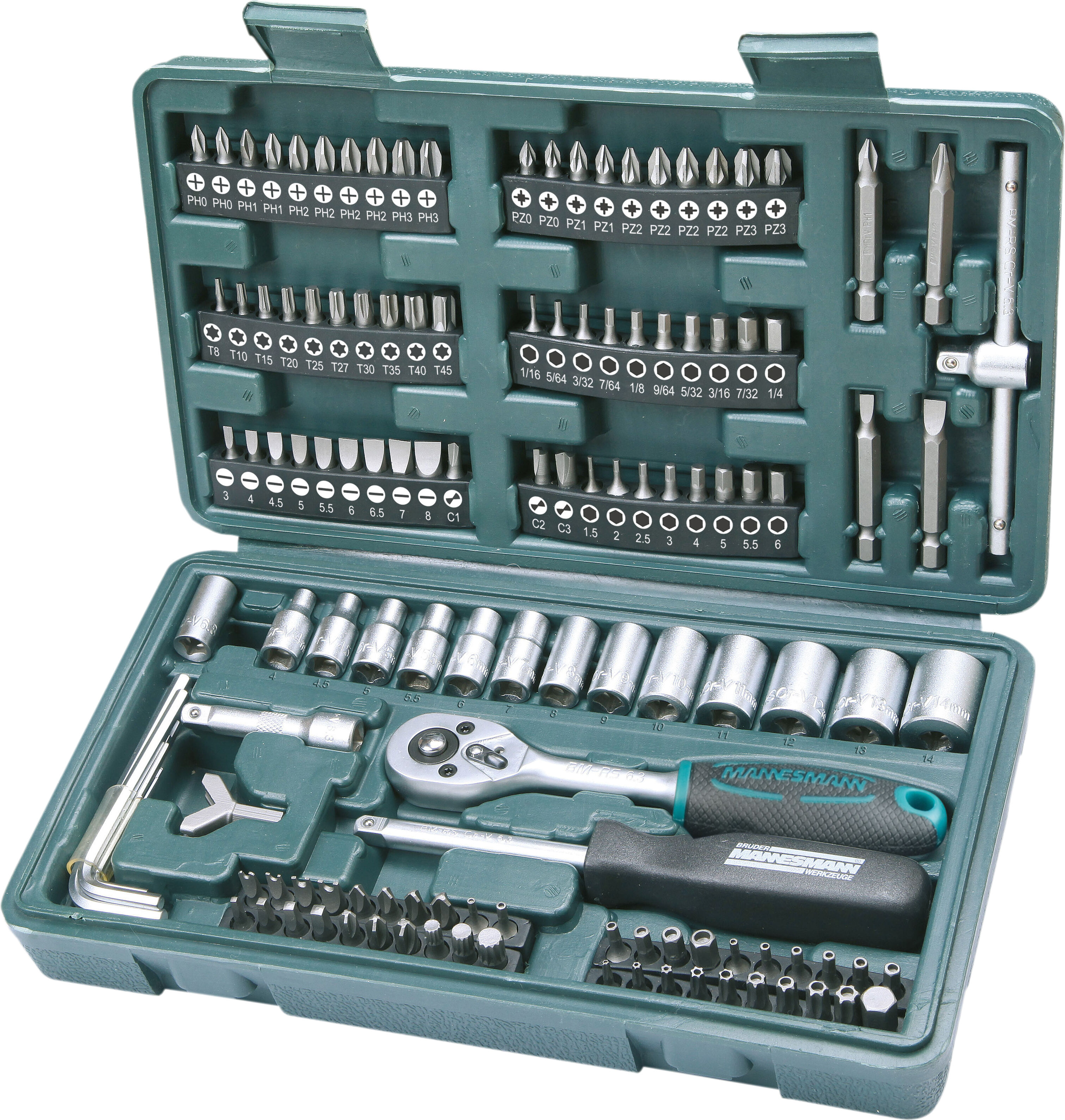 Mannesmann Steckschlüsselsatz 130-Tlg. Steckschlüssel- Und Bitsatz M29166