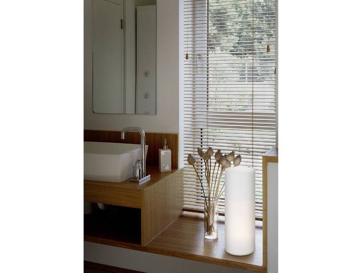 Lampe Geo Glas 35cm Blanc Verre opalin E27