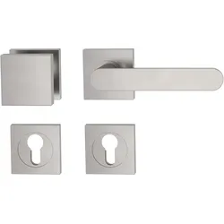 Griffwerk AVUS GK4 -Samtgrau Rosettengarnitur -Schraubtechnik -eckig -Knopf Square -WR -TS: 38-45mm