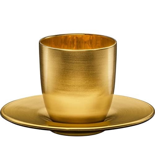 Eisch Cosmo espressobeker met onderzetter goudkleurig