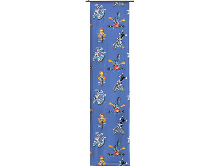 Schiebegardine WIRTH Looney Gr. 4, blau, B:60cm H:245cm, Satin, Polyester, Gardinen, Schiebegardine, Warner Bros.