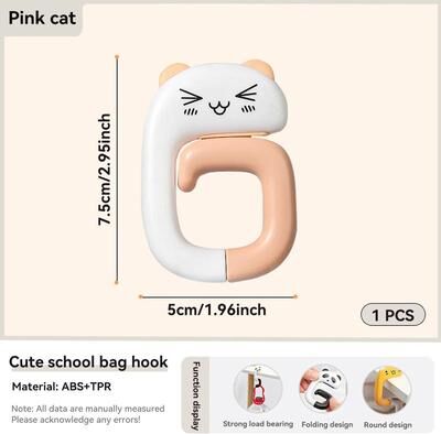 Uplift Picks Kawaii Portable Bag Hook Animal Table Handbag Hanger Desk Purse Holder Travel Organizer white Cat