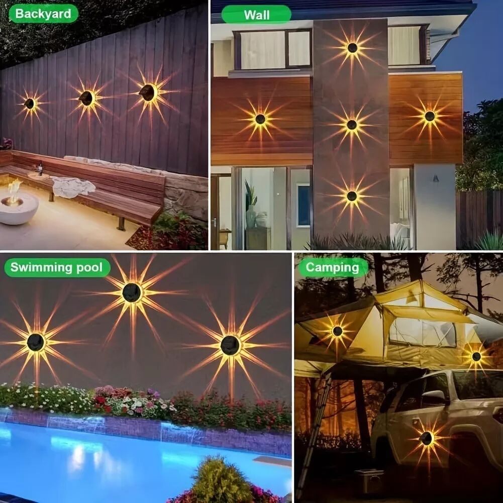 INF LED Blütenblatt Solar Wandleuchten Warmweiß (4er-Pack) - Gartendekoration für Außen
