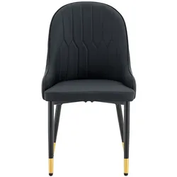 OKWISH Standard Esszimmerstuhl 2er-Set Kunstleder Schwarz, Metallbeine, 47,3x44x91 cm, wasserabweisend, mit rutschfesten Bodenschonern