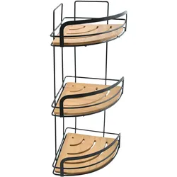 MSV, Duschablage, Eckregal 3 Ebenen schwarz Bambus Hiko (19.50 x 19.50 x 49 cm)