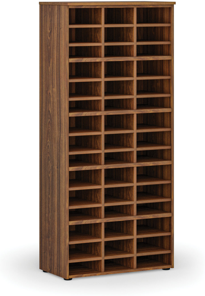 B2B Partner Sortierregal PRIMO WOOD, 800 x 420 x 1781 mm, 45 Fächer, Nussbaum