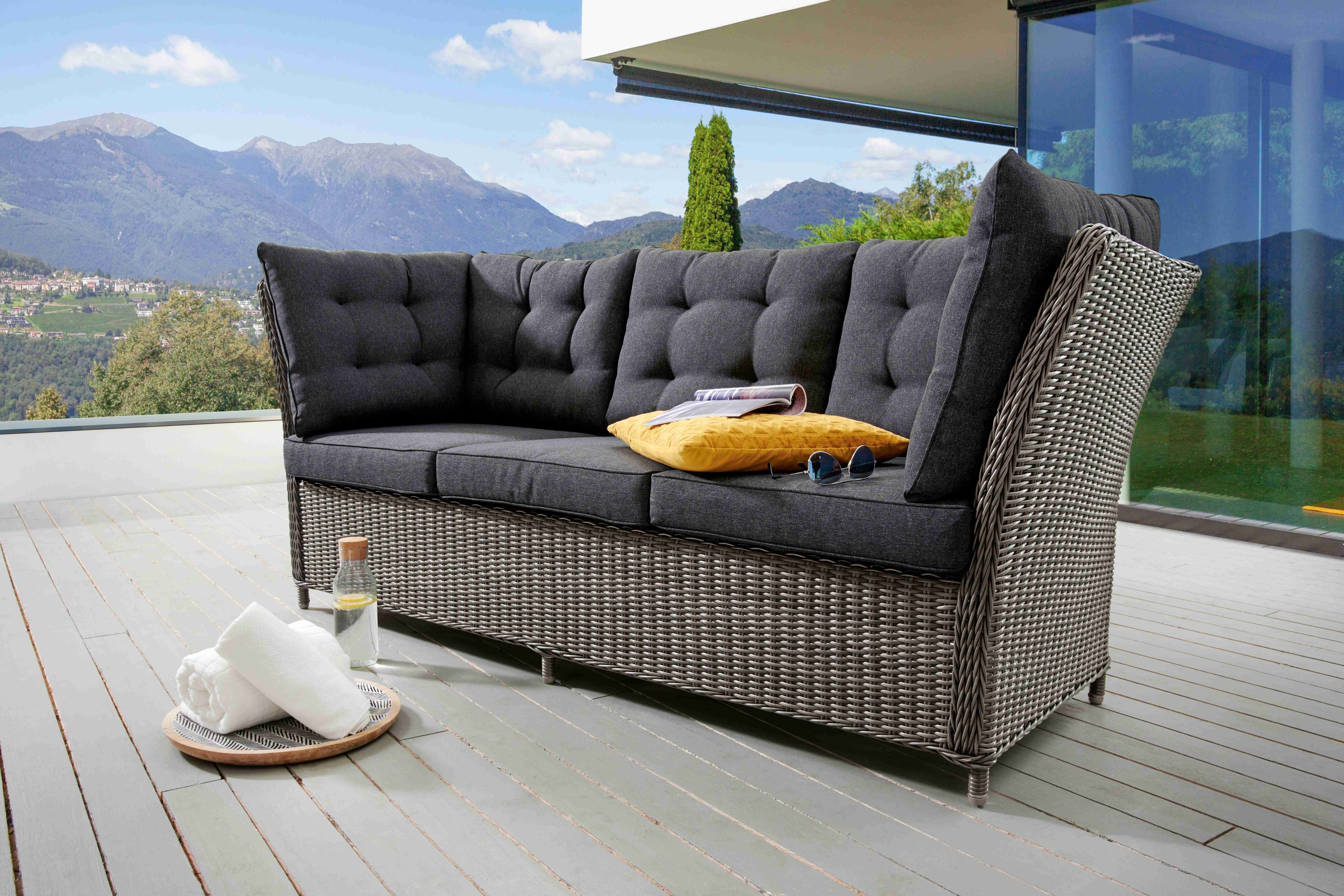 Destiny Loungesofa PALMA 3-Sitzer, inkl. Auflagen, Polyrattan, vintage grau