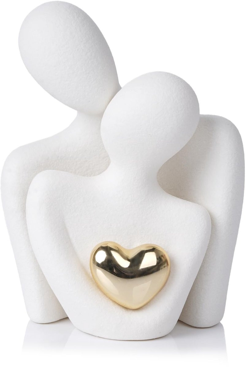 Dailygoods Romantisch Paar Standbeeld - Abstract Keramisch Sculptuur van Hars voor Binnen Decoratie
