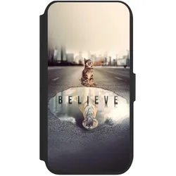 Nivocase Klapphülle für Apple iPhone 7 Handyhülle aus Kunst Leder NIVOflip schwarz Motivation Tiere Tiger (Apple iPhone 7), Smartphone Hülle, Schwarz