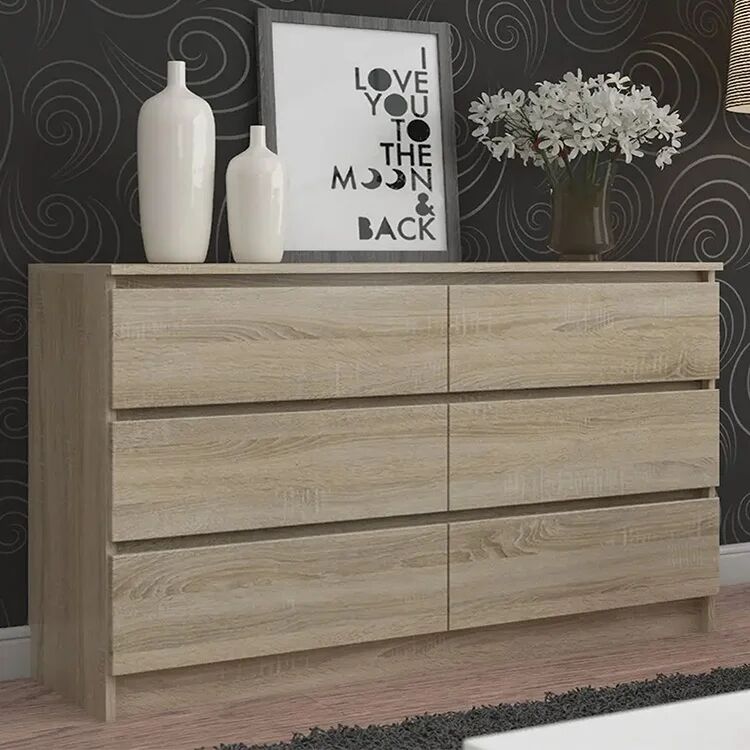 garneroarredamenti Cassettiera 160x77h cm moderna 6 cassetti rovere Living
