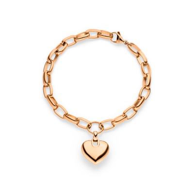 Armband S.OLIVER "Chunky Heart, Herz", rosa (roségoldfarben), Armbänder, Damen, 20cm, Edelstahl, Armband