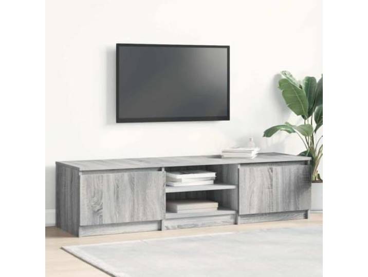 HEFZGDB TV-Schrank Grau Sonoma 140x40x35,5 cm Holzwerkstoff mit Stauraum Fächern und Türen, Medienschrank für Wohnzimmer, modernes Design, stabile Aufbewahrung, leicht zu reinigen,