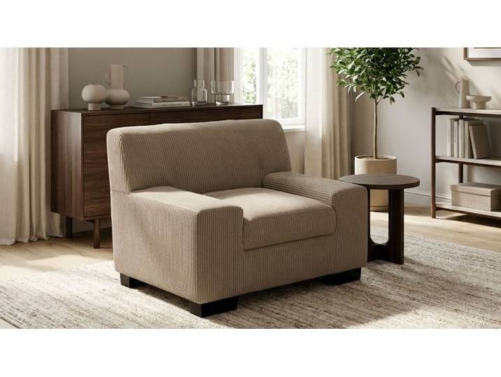 Sessel GOODPRODUCT Faxxe 101 x 85 cm, stabile Konstruktion , beige (schlamm), B:101cm H:74cm T:85cm, 90% Polyester, 10% Nylon, Sessel, Sessel, aus haustierfreundlichem Pet Friendly Cord