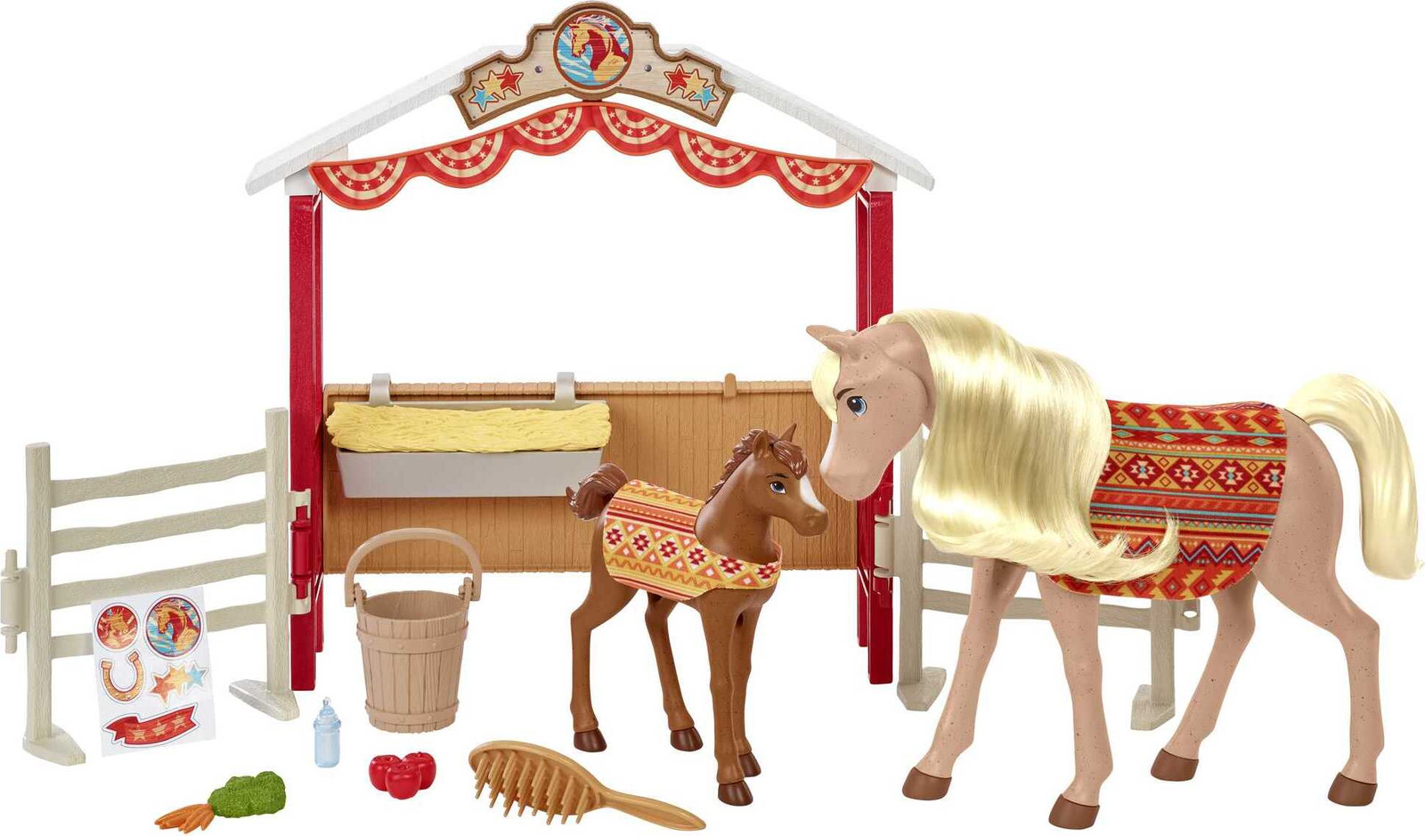 Spirit Stallfreunde speelset met 2 paarden, weide en accessoires
