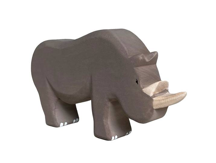 Holztier Nashorn, handgefertigt, 17 x 9 x 3 cm