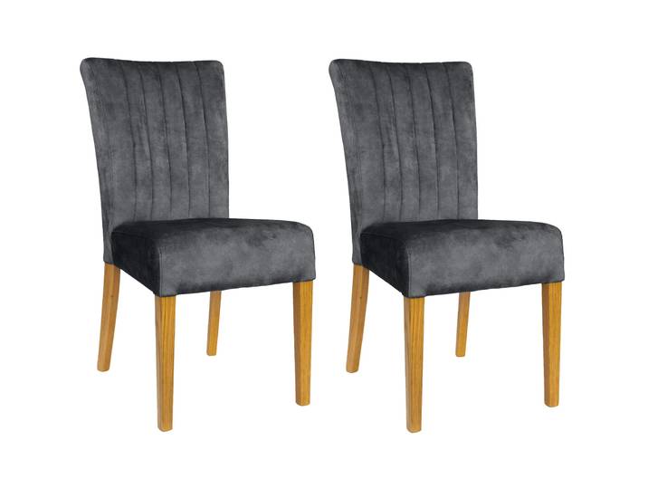 4-Fussstuhl HOME AFFAIRE, blau (natur geölt, graublau 96, natur, terra 96), B:46cm H:93cm T:64cm, Massivholz, Polyester, Stühle, 4-Fussstuhl, vertikale Nähte in der Rückenlehne