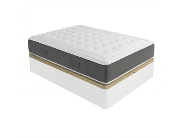 DUÉRMETE ONLINE - Packung viskoelastische Matratze Bio Nature Dicke 24 cm + Klappbett aus Holz, große Kapazität Farbe Weiß 135 x 190