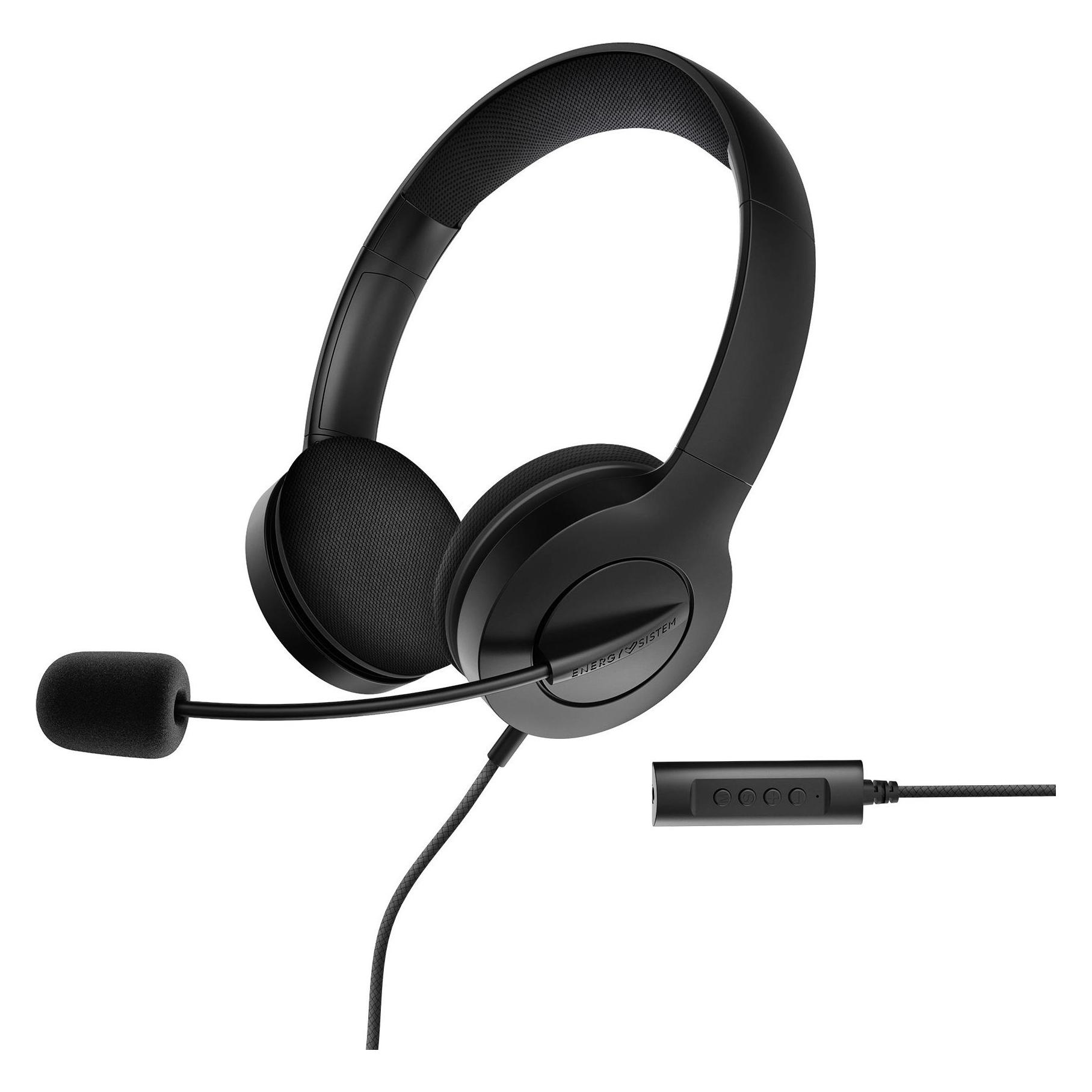 Energy Sistem Headset Office 3 Black (USB and 3.5 mm plug, volume and mute control, retractable boom mic) (Kabelgebunden, USB-A) (452033)