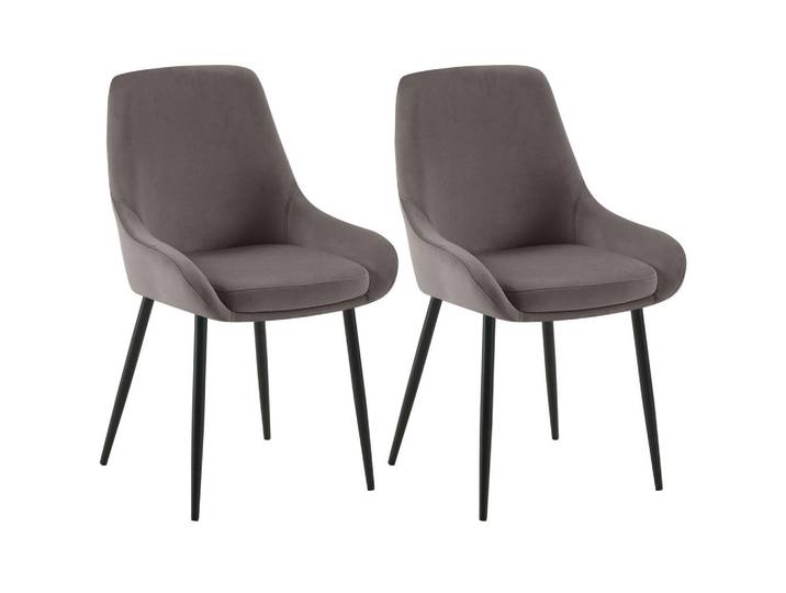 CLP Esszimmerstuhl 2er Set Samt Anthrazit, 50x86x53 cm, Esszimmer, Stühle