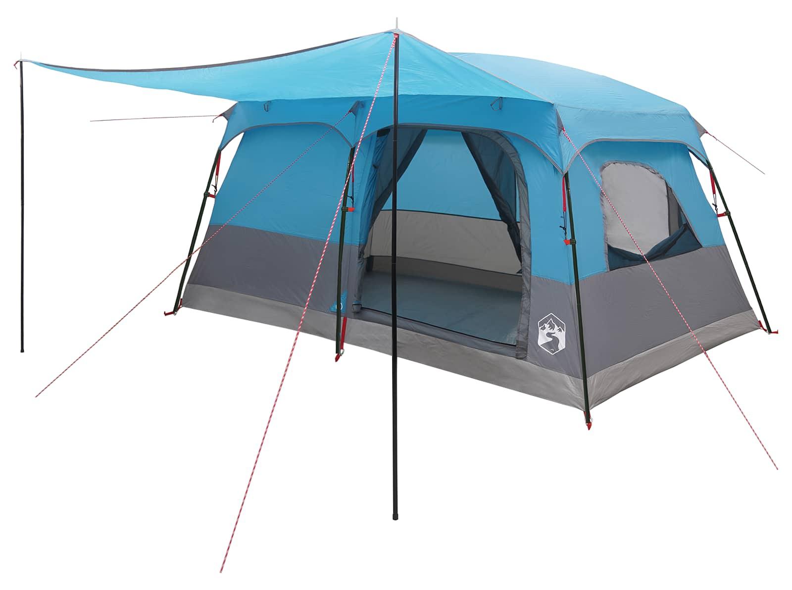 Familienzelt 10 Personen Blau Polyester und Stahl