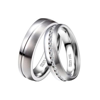 Trauring DOOSTI "Schmuck Geschenk Edelstahl Trauring Ehering Partnerring LIEBE" Gr. 58, silber (edelstahlfarben), Fingerringe, Damen, 58, ohne Zirkonia, Edelstahl, 6mm, Trauring, wahlweise mit oder ohne Zirkonia