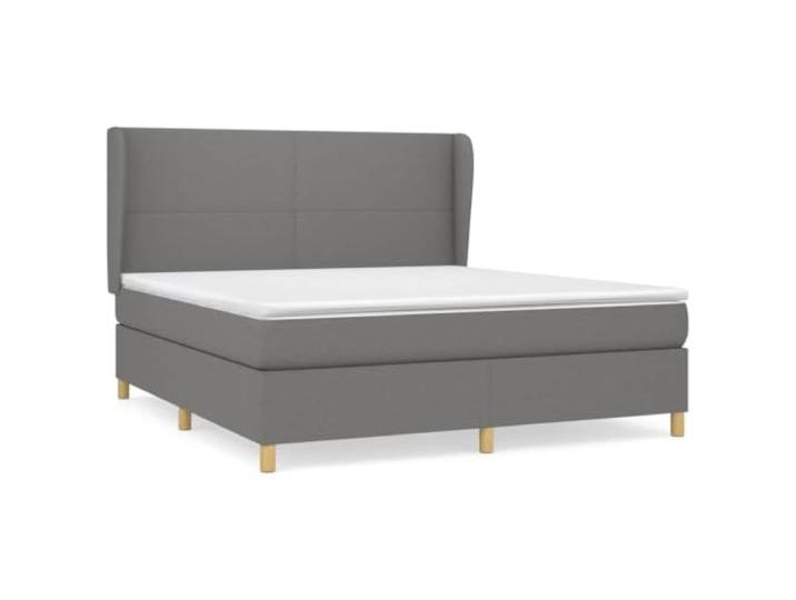 Makastle Boxspringbett mit Matratze Dunkelgrau 160x200 cm 100% Polyester Stoff