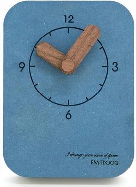 Everyday Crate Walnut Silent Desk Clock Wooden Table & Wall Clock For Bedroom, Office & Study blue