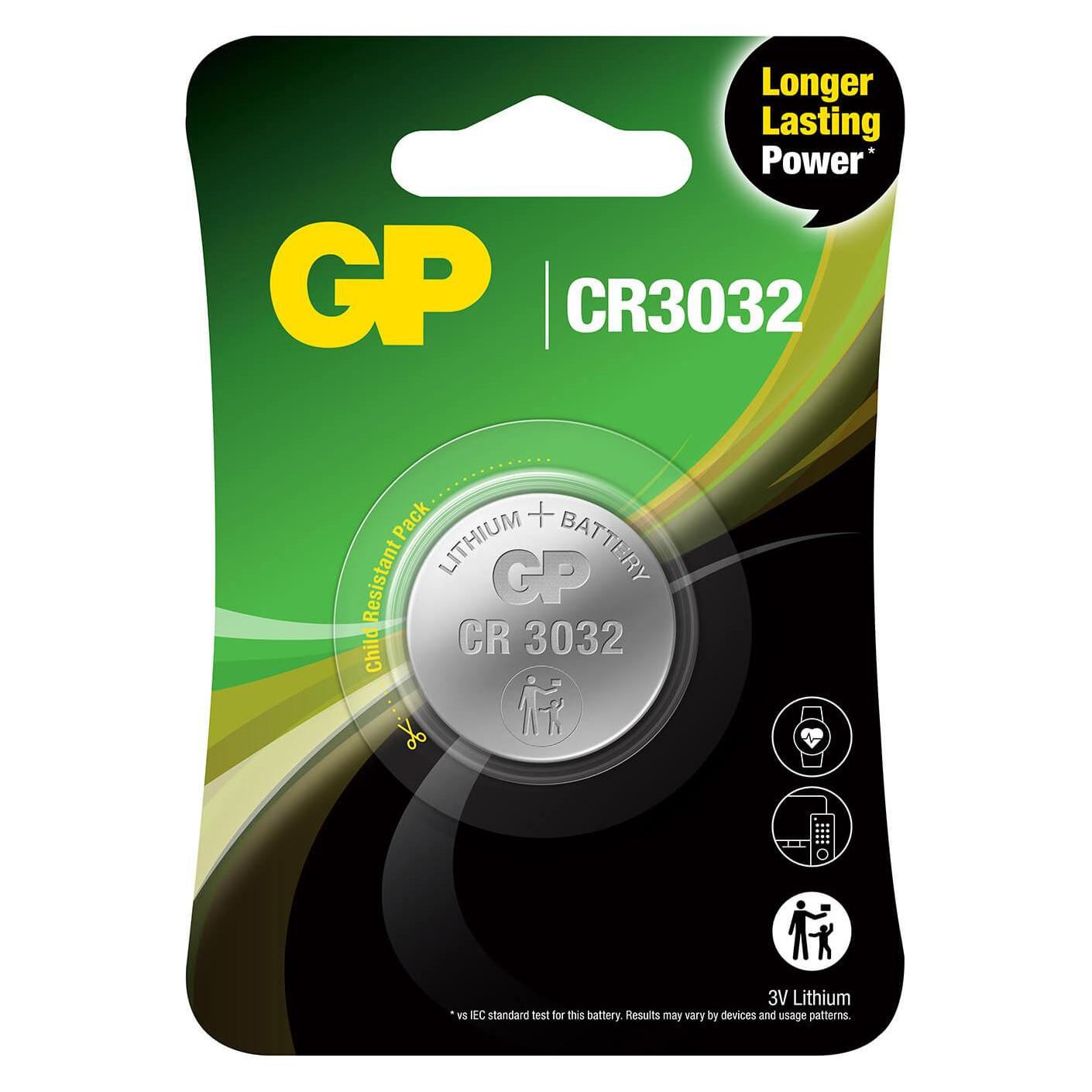 GP Batteries LITHIUM BUTTON CELL CR3032 (1 Stk., CR3032, 500 mAh) (103226)
